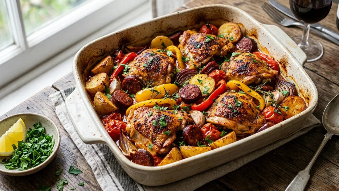 chicken and chorizo tray bake recipe