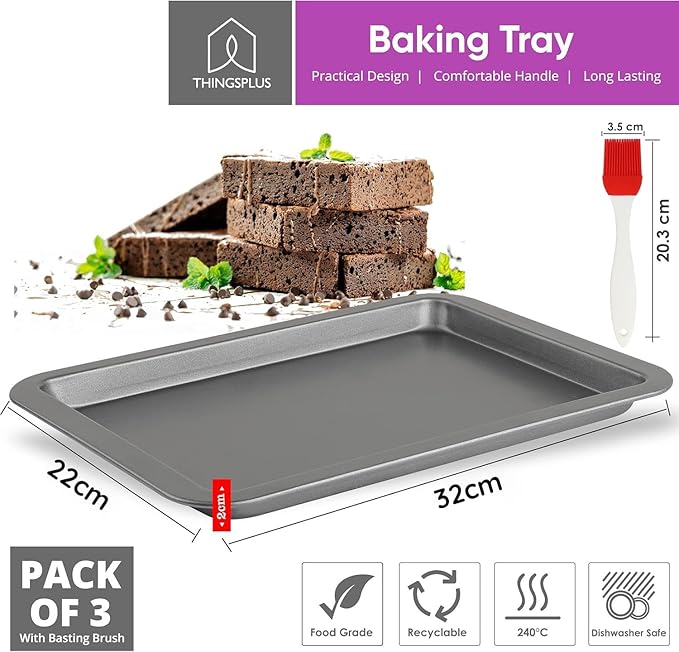 ThingsPlus Baking Trays for Oven Non Stick set of 3