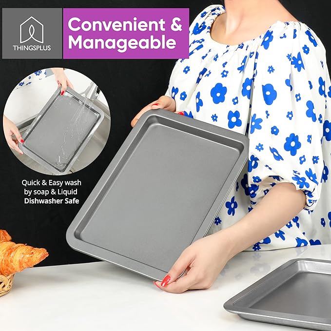 ThingsPlus Baking Trays for Oven Non Stick set of 3